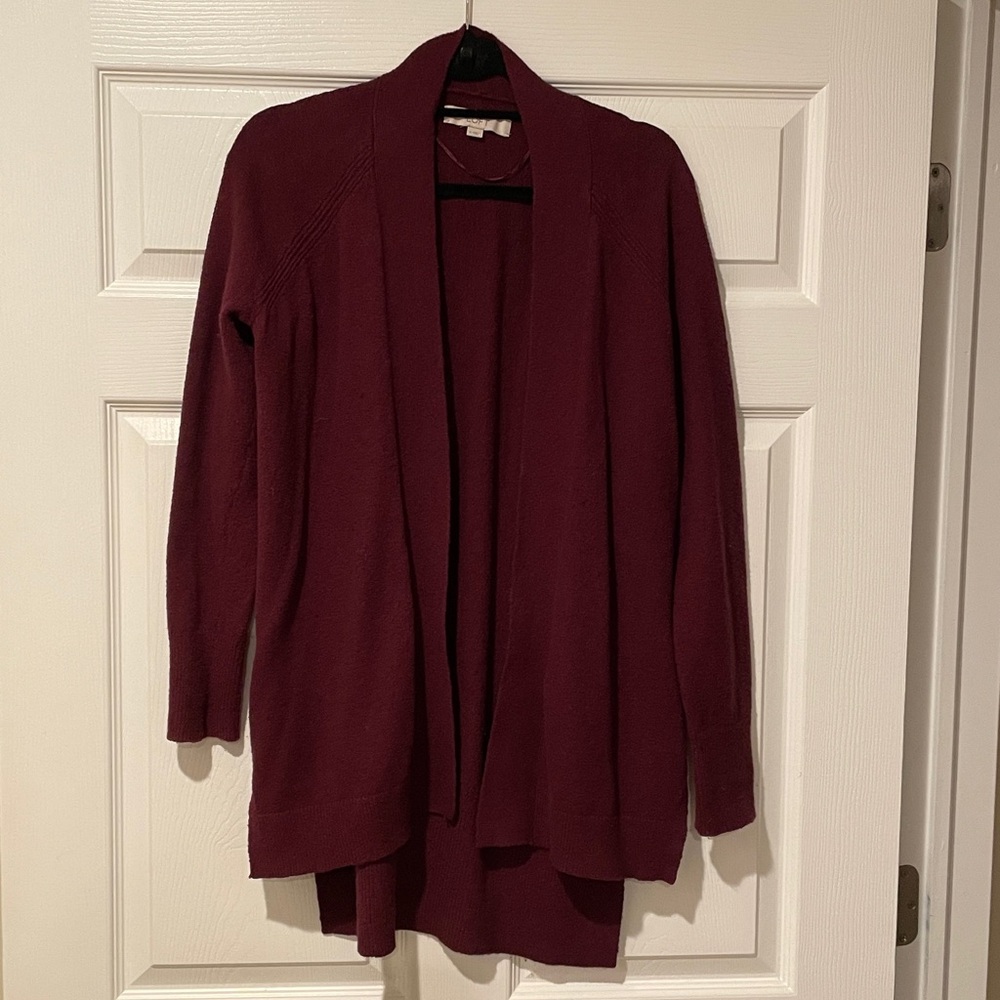 LOFT Deep Red Knit Cardigan